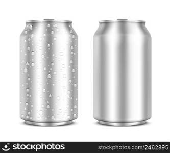 Aluminum Cans isolated on white clean and with drops. Vector Illustration. EPS10 opacity