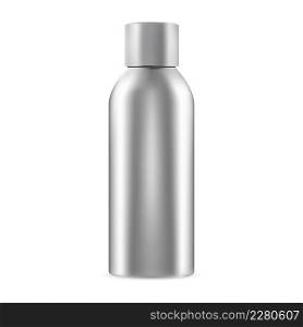 Aluminum metal aerosol can. Hairspray tin blank package. Aluminium freshener cylinder tin illustration. Antiperspirant deodorant mist cap packaging. Toilet odor silver chrome packing. Aluminum metal aerosol can. Hairspray tin blank