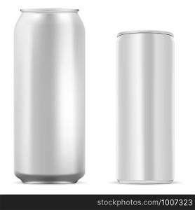 Aluminum tin. Energy drink can mockup. Juice, soda, beer jar blank isolated on white background. Realistic stainless steel product package for water or lemonade. Unbranded drew mock up. Aluminum tin. Energy drink can mockup. Juice, soda