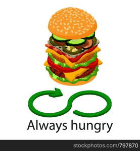 Always hungry icon. Isometric illustration of always hungry vector icon for web. Always hungry icon, isometric style