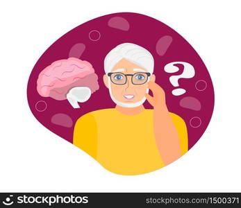 Alzheimer old man, neurology health care, Parkinson or dementia metaphor are shown. Anatomical science of brain and senses diseases, for website. International Day of Older Persons,. Alzheimer old man, neurology health care, Parkinson or dementia metaphor are shown.