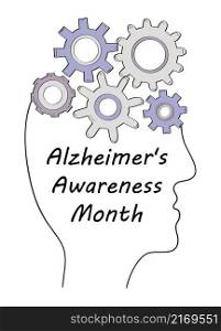 Alzheimer's awareness month concept vector in sketch, doodle style. Medical event in January