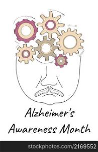 Alzheimer's awareness month concept vector in sketch, doodle style. Medical event in January.