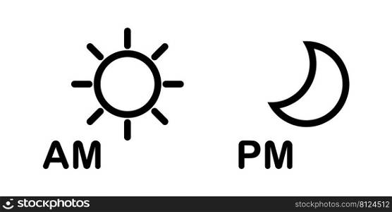 AM and PM icons. sun and moon