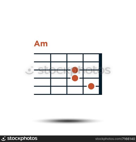 Am, Basic Guitar Chord Chart Icon Vector Template