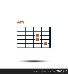 Am, Basic Guitar Chord Chart Icon Vector Template