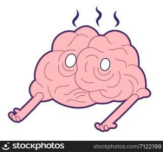 Am I alive, flat cartoon vector illustration - a damaged melting smoking brain lying on the floor. Part of a Brain collection.. Am I alive, Brain collection