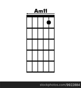 Am11  guitar chord icon. Basic guitar chord vector illustration symbol design