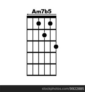Am7 b5  guitar chord icon. Basic guitar chord vector illustration symbol design