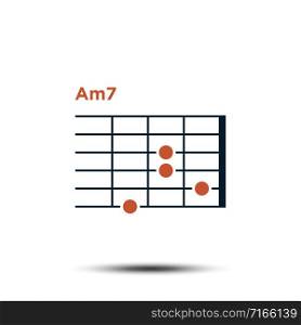 Am7, Basic Guitar Chord Chart Icon Vector Template