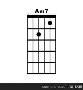 Am7 guitar chord icon. Basic guitar chord vector illustration symbol design