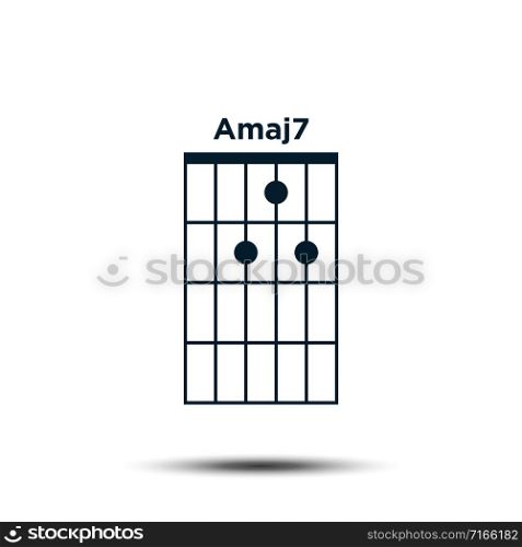 Amaj7, Basic Guitar Chord Chart Icon Vector Template