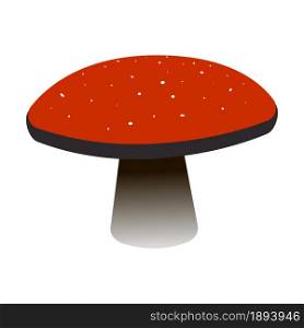 Amanita mushroom with red hat with spots. Dangerous inedible poisonous mushroom. Vector EPS10.