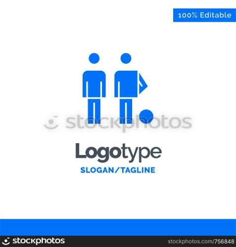 Amateur, Ball, Football, Friends, Soccer Blue Solid Logo Template. Place for Tagline