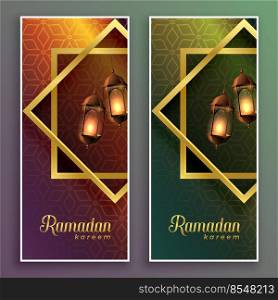 amazing ramadan kareem banners with hanging lamps