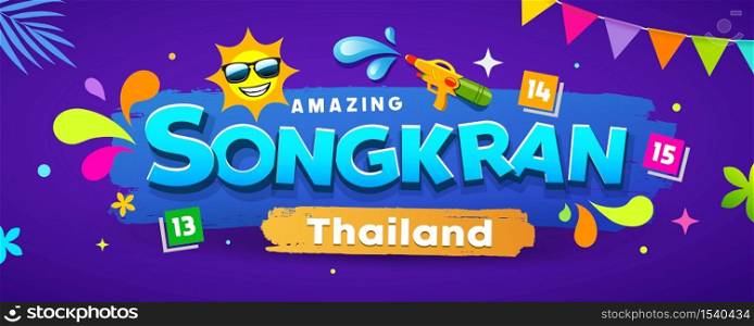 Amazing Songkran Thailand festival colorful banners design background, vector illustration