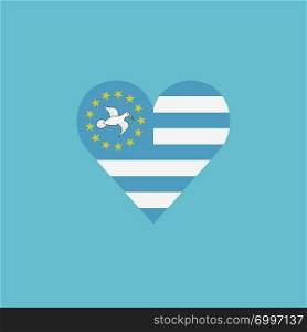 Ambazonia flag icon in a heart shape in flat design. Independence day or National day holiday concept.