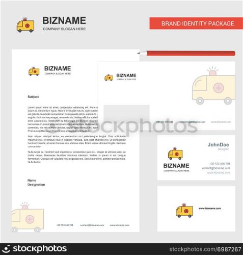 Ambulance Business Letterhead, Envelope and visiting Card Design vector template