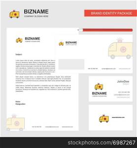 Ambulance Business Letterhead, Envelope and visiting Card Design vector template