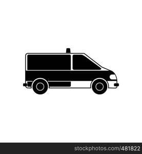 Ambulance car black simple icon isolated on white background. Ambulance car icon