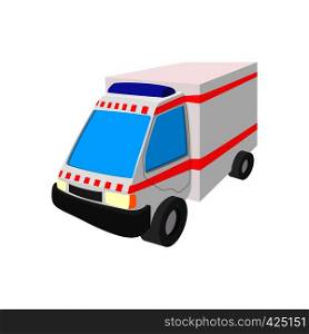 Ambulance car cartoon icon on a white background. Ambulance car cartoon icon
