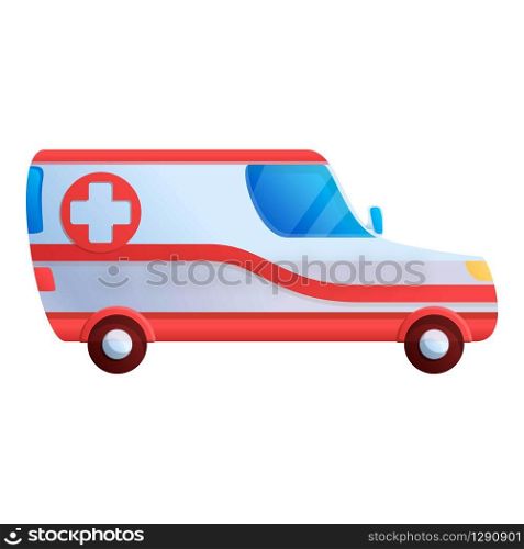 Ambulance car icon. Cartoon of ambulance car vector icon for web design isolated on white background. Ambulance car icon, cartoon style