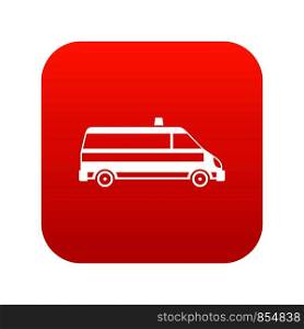 Ambulance car icon digital red for any design isolated on white vector illustration. Ambulance car icon digital red