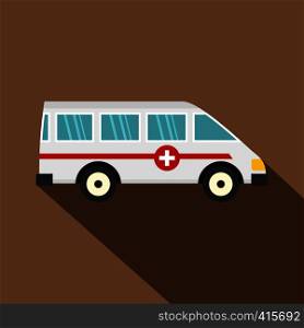 Ambulance car icon. Flat illustration of ambulance car vector icon for web. Ambulance car icon, flat style
