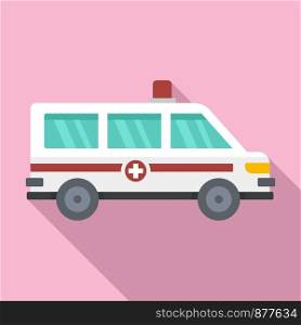 Ambulance car icon. Flat illustration of ambulance car vector icon for web design. Ambulance car icon, flat style