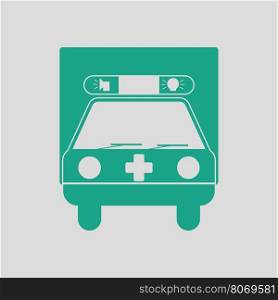 Ambulance car icon. Gray background with green. Vector illustration.