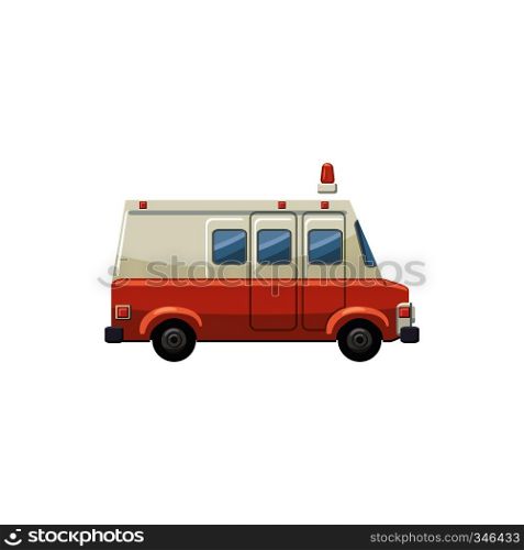 Ambulance car icon in cartoon style on a white background. Ambulance car icon, cartoon style