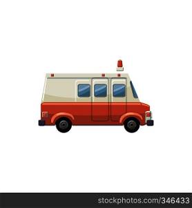 Ambulance car icon in cartoon style on a white background. Ambulance car icon, cartoon style