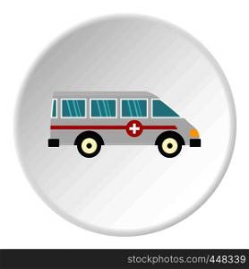 Ambulance car icon in flat circle isolated vector illustration for web. Ambulance car icon circle