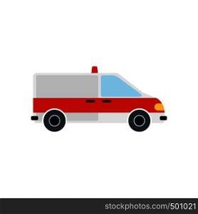 Ambulance car icon in flat style isolated on white background. Ambulance car icon