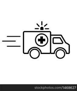 Ambulance car icon line isolated on white vector illustration eps 10. Ambulance car icon line isolated on white vector illustration