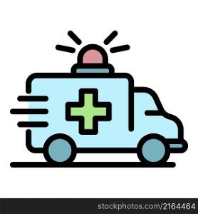 Ambulance car icon. Outline ambulance car vector icon color flat isolated. Ambulance car icon color outline vector