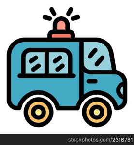 Ambulance car icon. Outline ambulance car vector icon color flat isolated. Ambulance car icon color outline vector