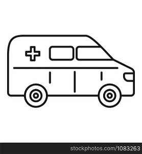 Ambulance car icon. Outline ambulance car vector icon for web design isolated on white background. Ambulance car icon, outline style