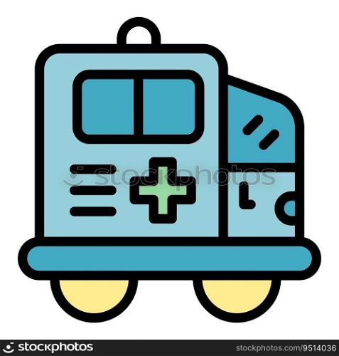 Ambulance car icon outline vector. Self remote. Health area color flat. Ambulance car icon vector flat