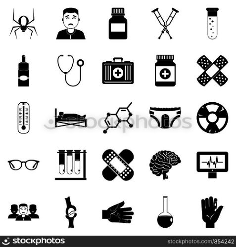 Ambulance car icons set. Simple set of 25 ambulance car vector icons for web isolated on white background. Ambulance car icons set, simple style