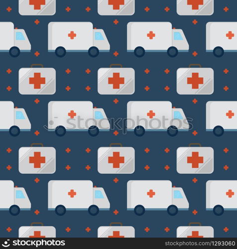 Ambulance car pattern, illustration, vector on white background.