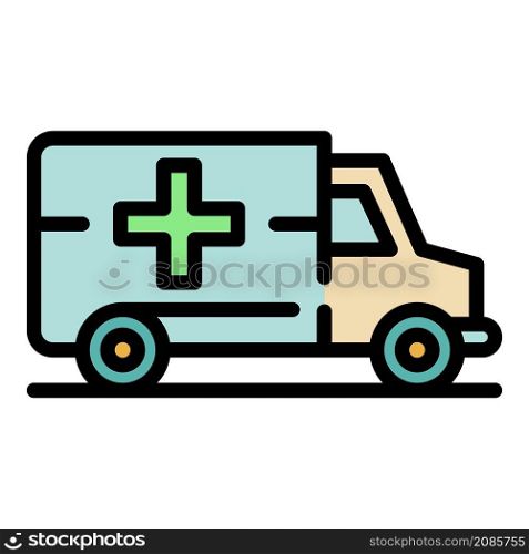 Ambulance carriage icon. Outline ambulance carriage vector icon color flat isolated. Ambulance carriage icon color outline vector