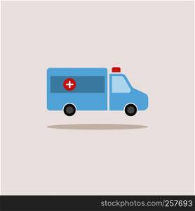 Ambulance color icon with shadow on a white background. Vector illustration
