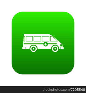 Ambulance emergency van icon digital green for any design isolated on white vector illustration. Ambulance emergency van icon digital green
