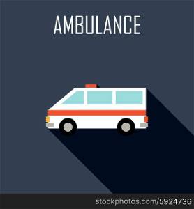 Ambulance. Flat icon. Vector illustration
