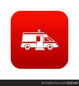 Ambulance icon digital red for any design isolated on white vector illustration. Ambulance icon digital red
