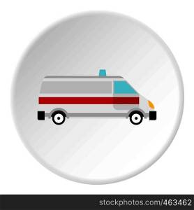 Ambulance icon in flat circle isolated vector illustration for web. Ambulance icon circle