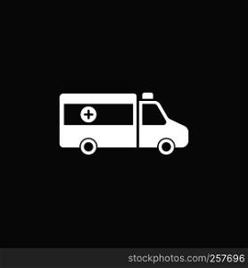Ambulance icon on a black background. Vector illustration
