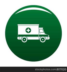 Ambulance icon. Simple illustration of ambulance vector icon for any design green. Ambulance icon vector green
