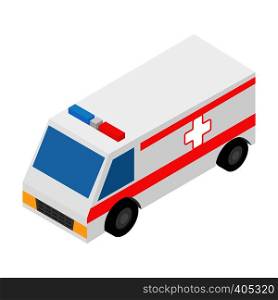 Ambulance isometric 3d icon isolated on white background. Ambulance isometric 3d icon